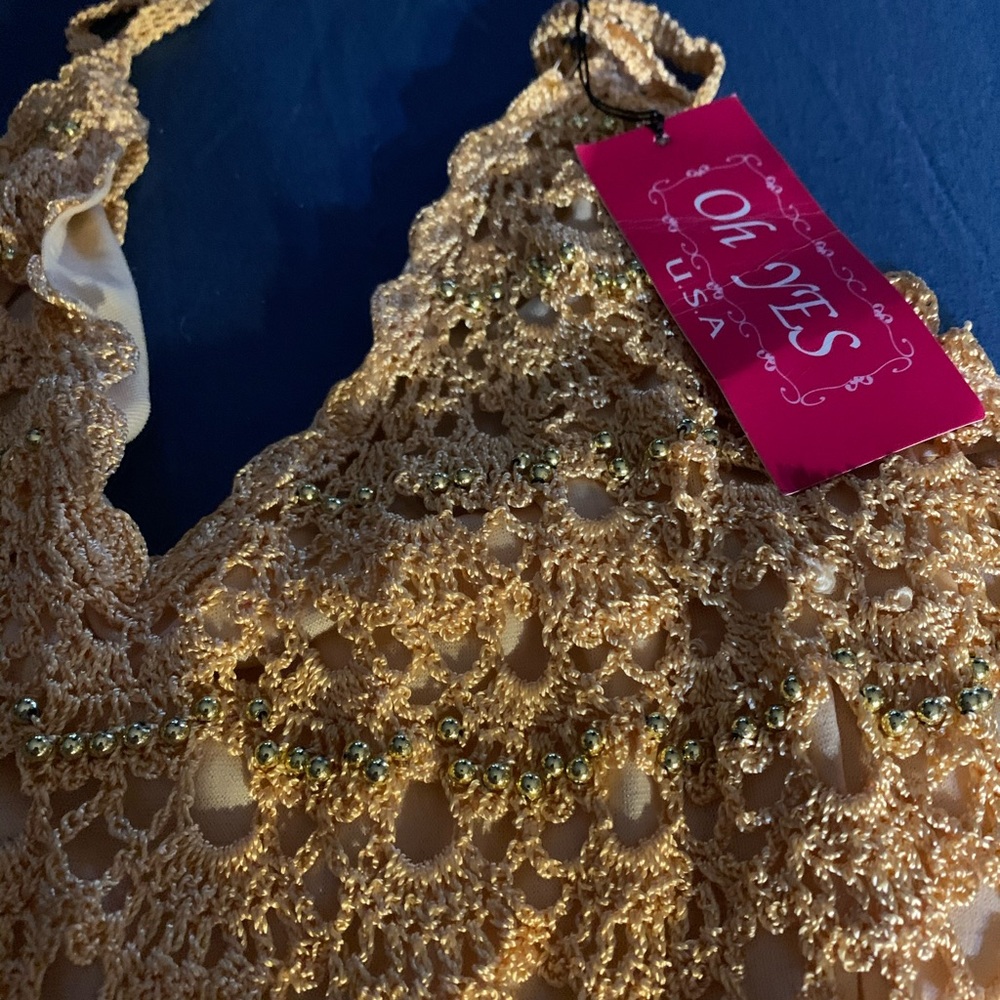 Gorgeous new crochet and gold beads top